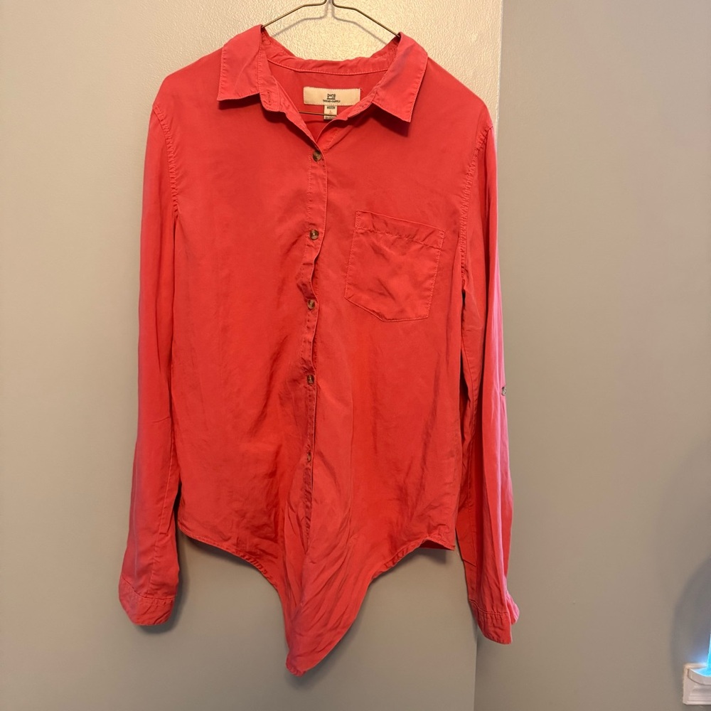 Thread & Supply Coral Shirt Womens Medium Button Down Blouse